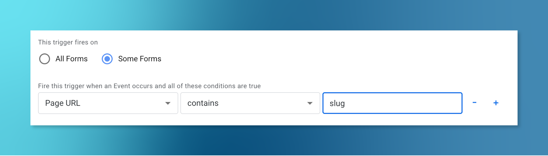 Screenshot of Google Ads dashboard Trigger Configuration section
