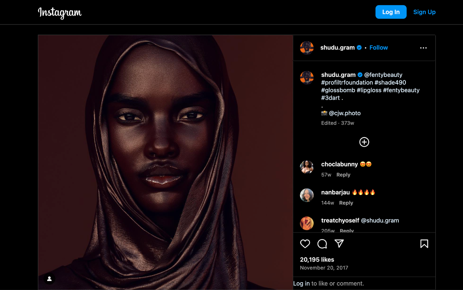 Shuduâs campaign for Fenty Beauty on Instagram.