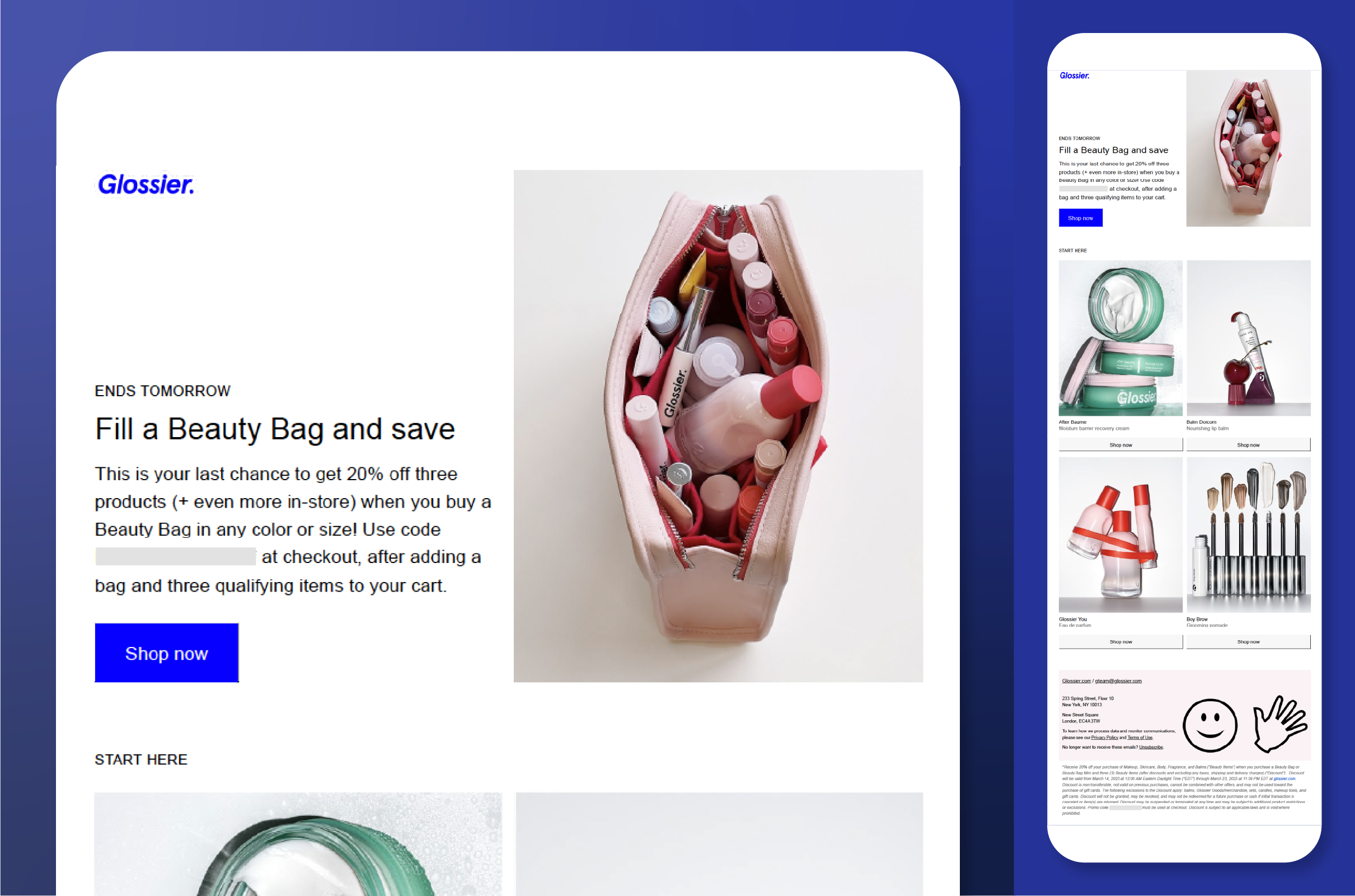 Screenshot of Glossier reminder email.