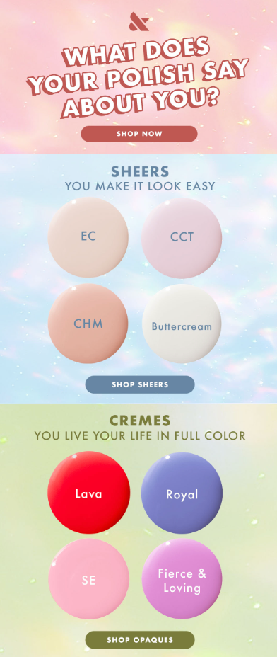 Screenshot of product marketing email from Olive & June.