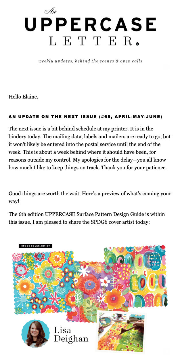 Screenshot of Uppercase announcement email.